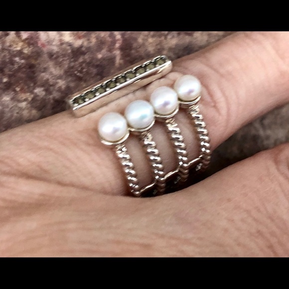 Addison Lane Pearl & Marcasite Ring, Size 7 - Picture 5 of 8